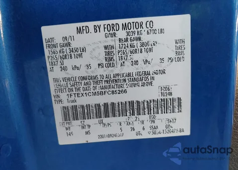 2011 Ford F-150 Xlt z USA, uszkodzony, nr VIN 1FTEX1CM5BFC85266